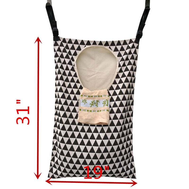 Amlrt Adjustable Space Saving Door Hanging Laundry Hamper Bag with Stainless Steel Hooks - Image 3